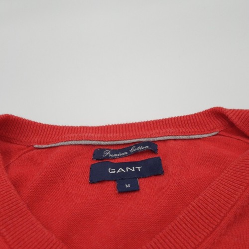 Pullover De Hombre GANT De Algodón Premium Rojo Con Escote En V Talla M - Imagen 5 de 6