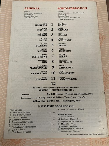1978 Arsenal V Middlesbrough Soccer/football Programme - Picture 3 of 3