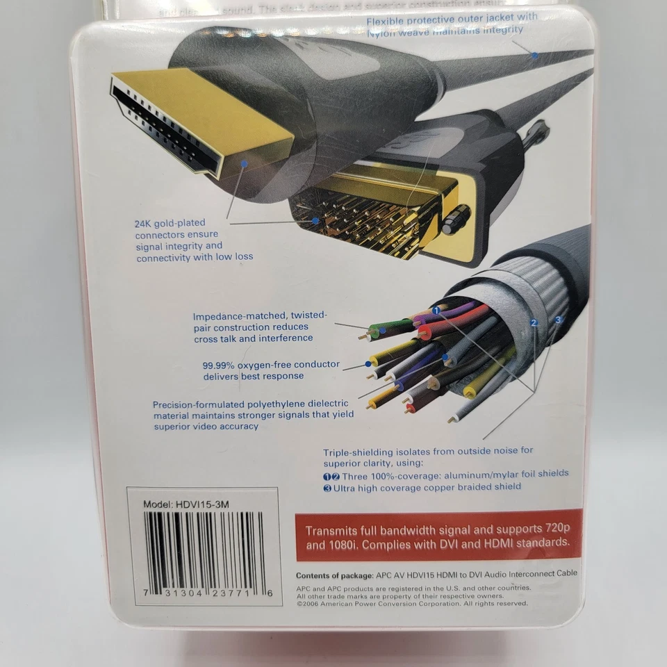 Home Theater Pro Interconnects HDMI to DVI 3 meter 9.8 feet APC AV APC - Image 3 of 4