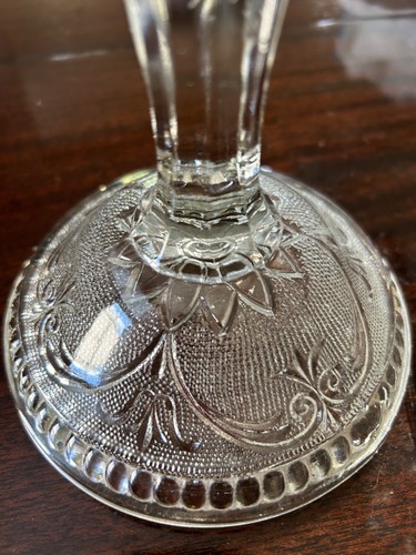 Vintage Indiana Glass Tiara Sandwich Vetro Trasparente Candelieri Alti 8" Set di 2 - Foto 5 di 8