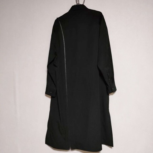 B Yohji Yamamoto Wool gabardine asymmetrical coat dress black 4-1208T∞ - Picture 2 of 6