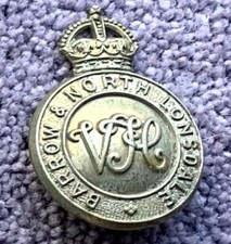 Barrow & North Lonsdale Volunteer Training Corps : White Metal Cap Badge. KK1639
