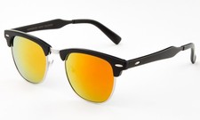 Half Frame Sunglasses Mirror Lens Vintage Retro for Men Women Unisex UV 400