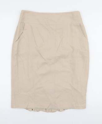 Dunnes Stores Damenrock beige Leinen A-Linie Größe 12 Reißverschluss