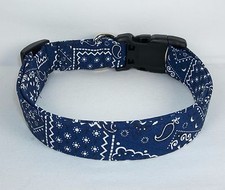 Navy Blue White Bandana Terri's Dog Collar handmade adjustable charming western
