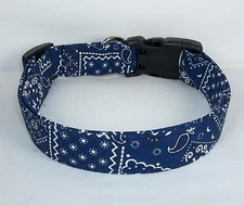 Navy Blue White Bandana Terri's Dog Collar handmade adjustable charming western