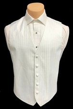 Men's Zelente White Tuxedo Vest Fullback Mason White Tie Formal Wedding L-Long