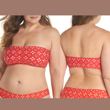 NEW 64 J.CREW Straight Bandeau Bikini Top In Fiery Sunset Blush SZ XL  P797