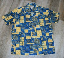 Koko Head Hawaii button up Print Aloha Shirt Men's size Small Blue/ Yellow
