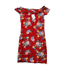 Ultra Flirt Mini Dress Womens Juniors XS X-Small Off-the-Shoulder Ruffled Hem