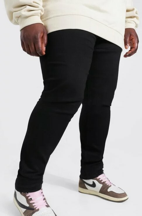 BoohooMAN Negro Talla Grande Elástico Vaqueros Pitillo W40 Estándar (bm17)