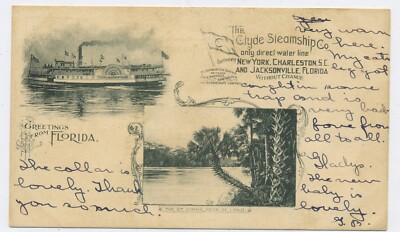 The Clyde Steamship Co Direct Line New York - Florida Vintage Postkarte N20