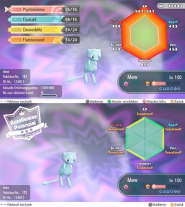 Details About Shiny 6iv Mew Maximale Av Wp Ap Dv Pokemon Lets Go Pikachuevoli