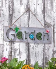 Rustic Garden Wall Plaque Hummingbird Spring Floral Garden Welcome Sign 