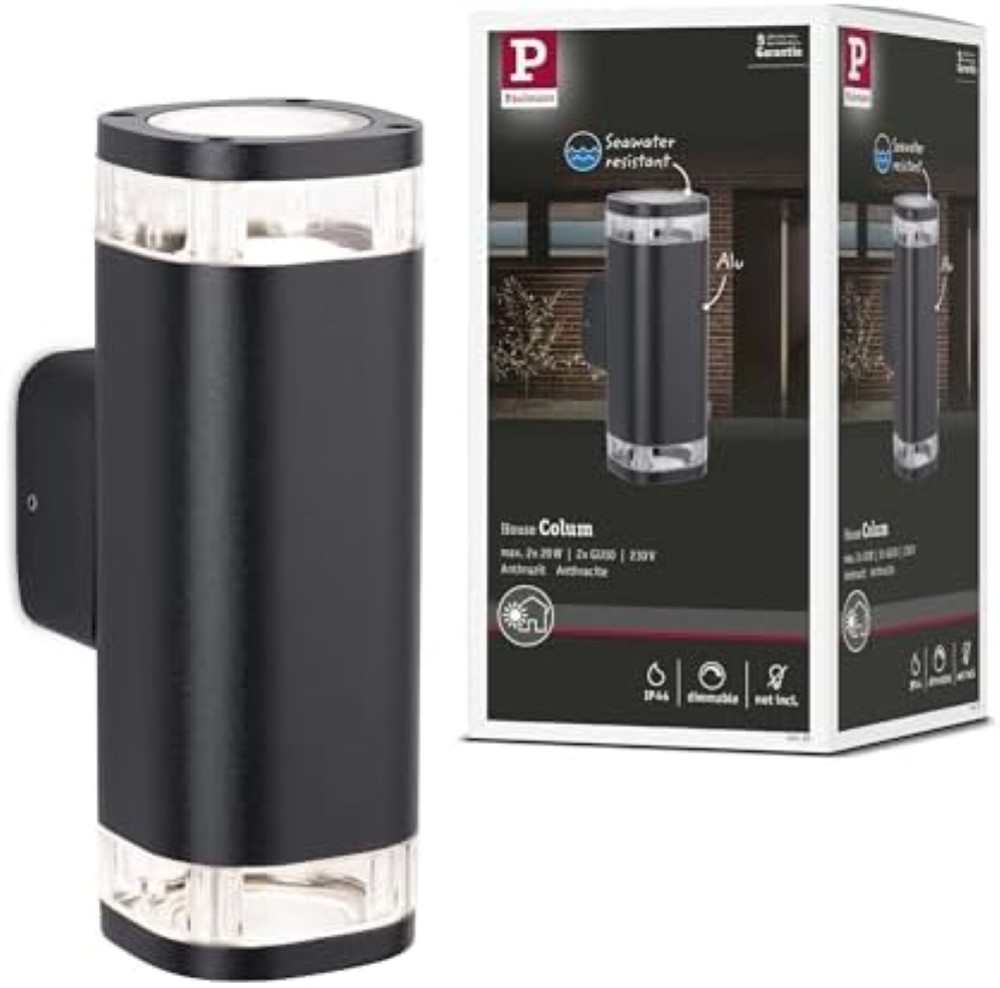 Applique Esterno Design Paulmann 94719 Colum Antracite 2xGU10 IP44