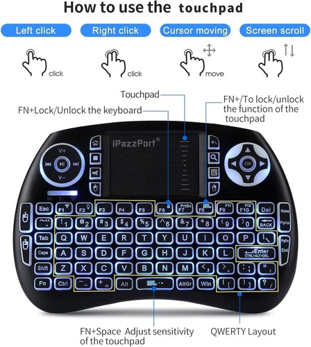 Mini Wireless Backlit Keyboard Touchpad 2.4G Bluetooth Rechargeable for TV PC - Picture 6 of 9