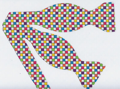 Celebration Bow tie, Colorful Mini Checks, Spring, Summer, Fun Self-tie bow tie