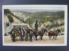 Yellowstone Park Wyoming Coaching Party Horse Drawn Wagon Vtg Postcard 1915-30
