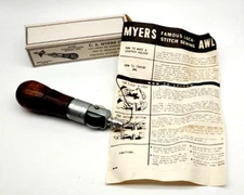 Vtg C.A. Meyers Famous Lock Stitch Leather Sewing Awl In Box with Instructions