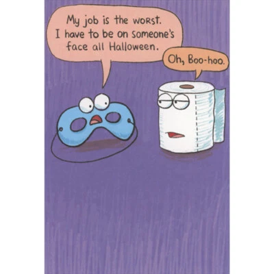 RECYCLED PAPER GREETINGS Mask and Toilet Paper Worst Job Humorous / Funny Halloween Card