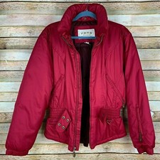 Nwt Women Vtg Fera Cameo Parka Snow Ski Jacket Fur Collar Belted Maroon Sz 10