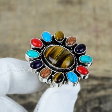 Tiger's Eye Gemstone Ring Handmade 925 Sterling Silver Jewelry For Birthday Gift
