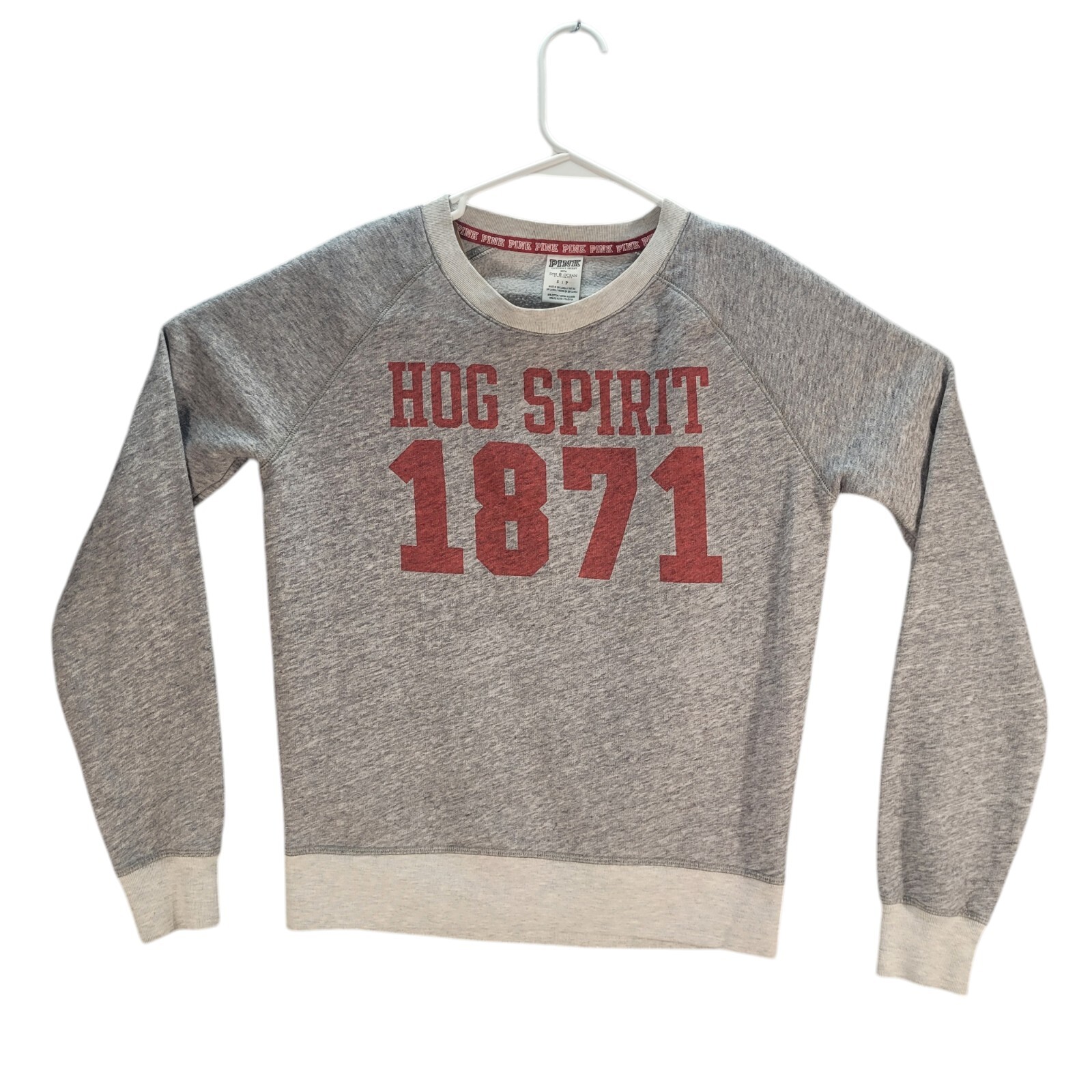 Victorias Secret Pink Sweatshirt Sweater Womens Small Gray Hogs Spirit