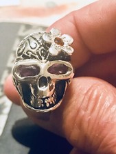 SKULL LADIES FLOWER RING STERLING SILVER925