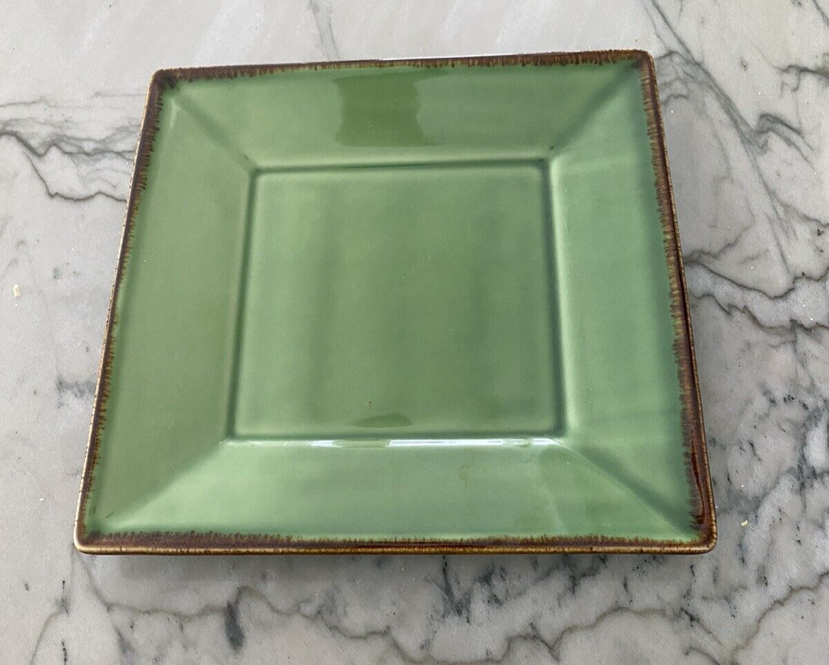Pottery Barn Made in Japan Square Jade Green Glossy Salad Dessert Plate