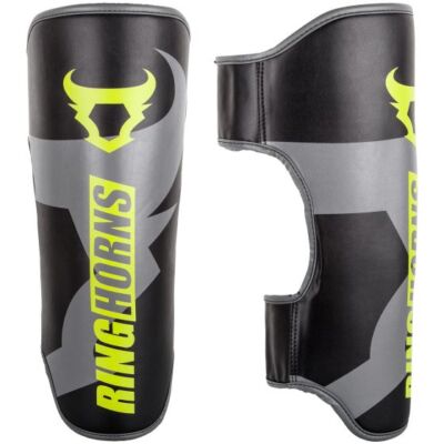 Ringhorns Charger Shin Guards - Black/Neo Yellow MMA Kickboxing Muay Thai