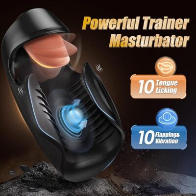 Male Masturbator Penis Trainer Vibrator Tongue-Licking Tapping Vibrating  Sex Toy
