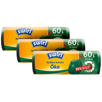 3 Rollen Swirl 60 Liter ÖKo-MüLlbeutel Mit Zugband ReißFest & Dicht / MüLlbeutel