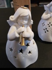 Beautiful Vintage Illumination Angel White Ceramic Bisque. New. Never Used.