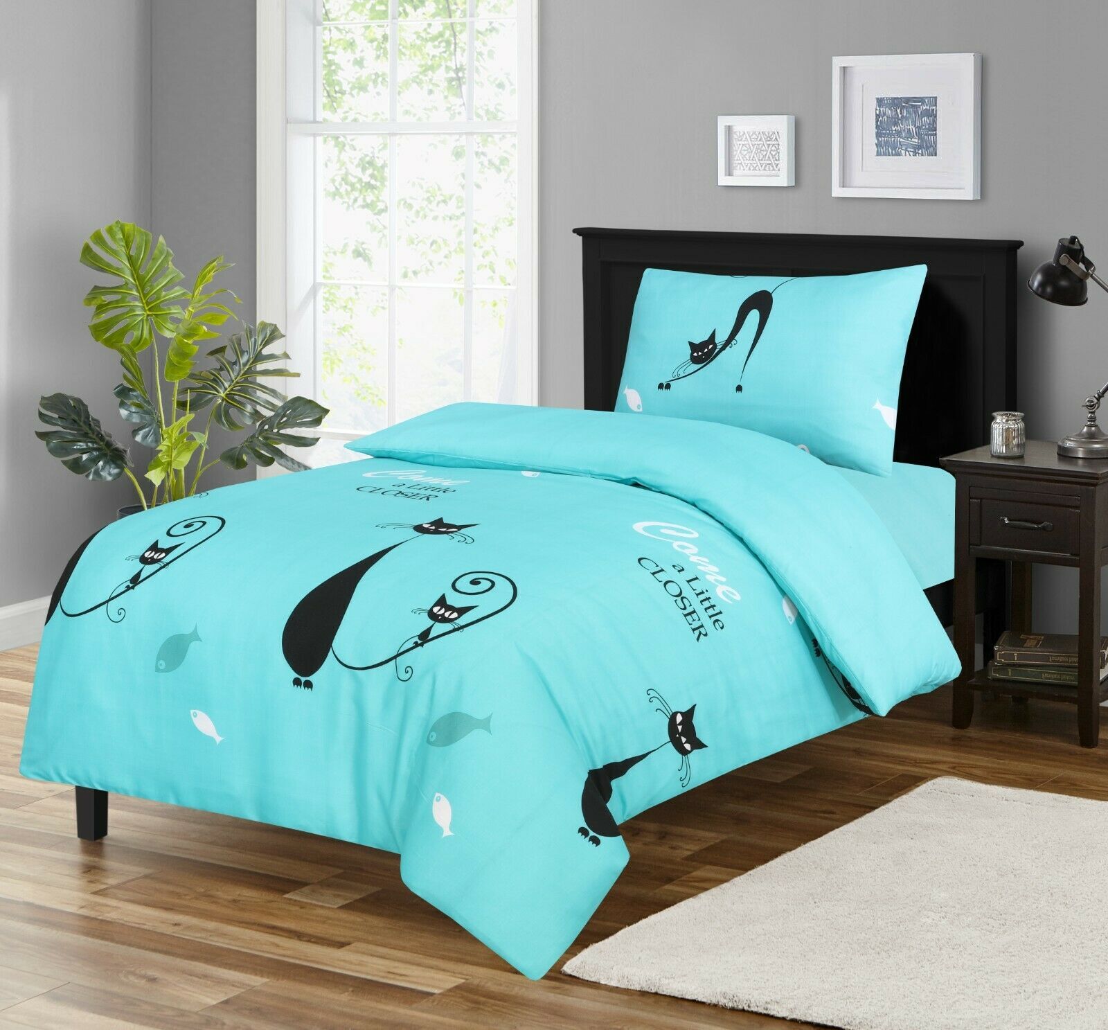 4 Pcs Complete Bedding Set With Fitted Bed Sheet Duvet Cover Single Double King eBay