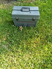 Vintage Plano LARGE Phantom Pro Gray Tackle Box Toolbox Box w/ Extras