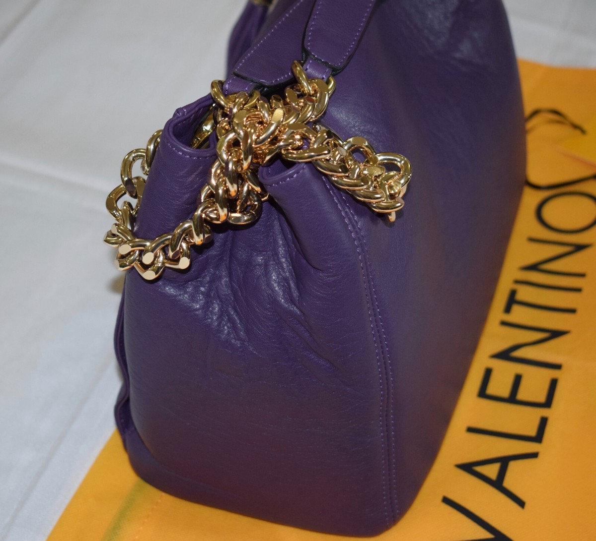 Valentino Mario Valentino SPA Luisa Embossed Purple Leather 