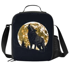 Scary Wolf Lunch Box - Insulated Lunch Box for Kids with Side Pocket & Should...