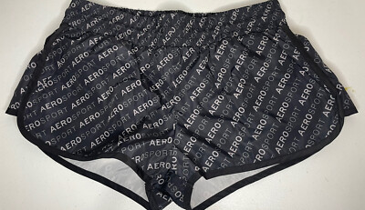 AEROPOSTALE A87 sport womens black athletic lined short size small