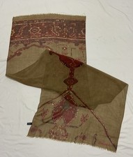 DKNY All Brown 100 Wool Logo  Art Pattern Rectangle Scarf PVG