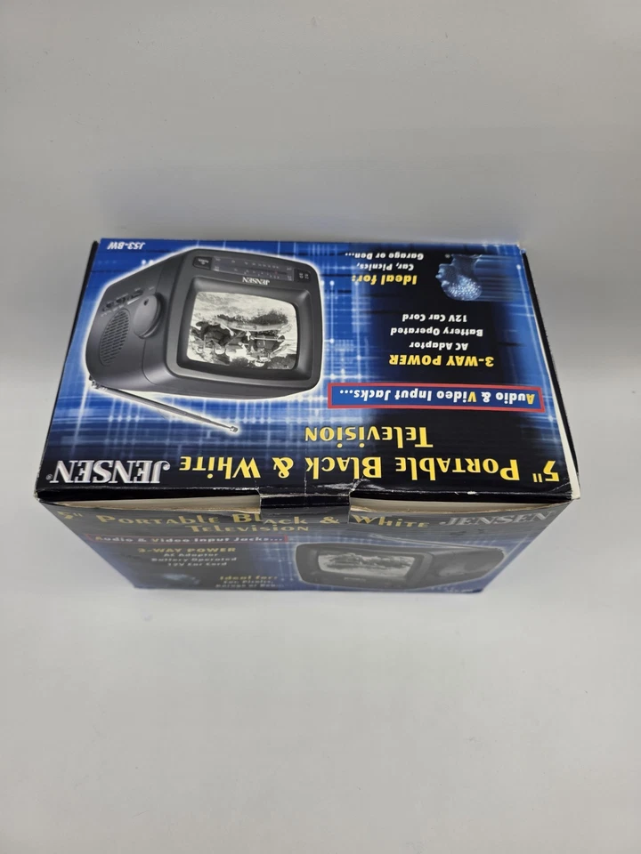 Jensen J53-BWR 5" Portable Black & White TV CRT AM FM Radio New In Box NOS - Image 3 of 4