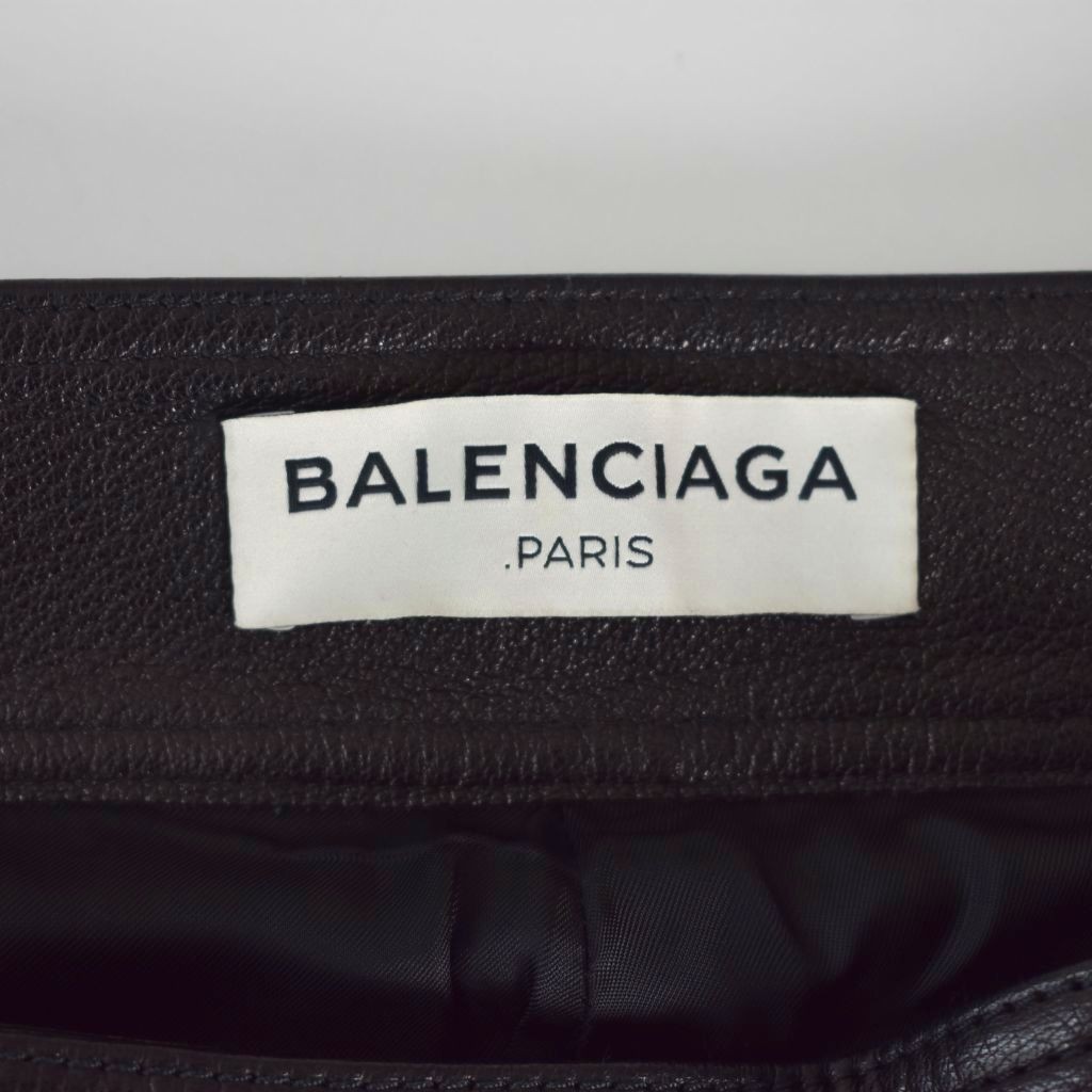 BALENCIAGA Leather Biker Pants Goat Leather 48 Black 438675 Men's thumbnail 3