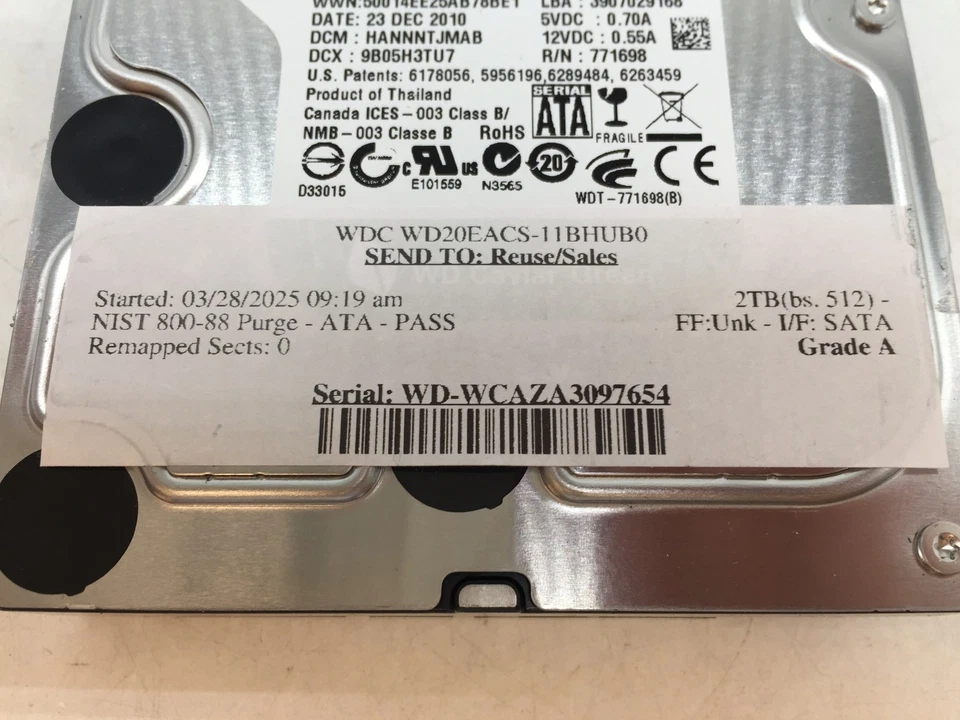 Western Digital WD20EACS 2TB SATA 3.5" Desktop HDD GRADE A FREE S/H - Image 4 of 4