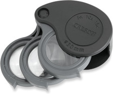 Triview 5X/10X/15X Folding Loupe Magnifier with Built-In Case, 3-In-1 Portable L