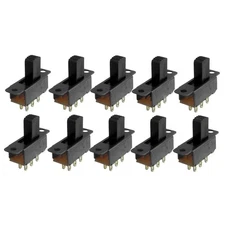 10x Mini Slide Switch 6-Pin 2-Position DPDT ON/ON Black Tiny PCB Solder Mounted