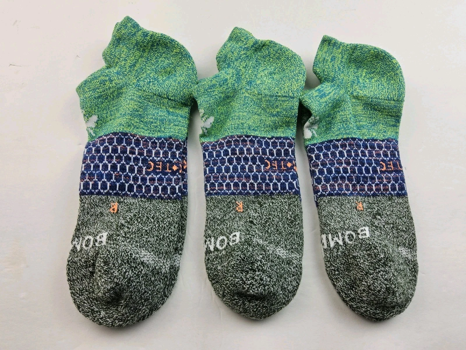 Bombas Hex-Tec Athletic Ankle Socks Lot Of 3 Pairs Size L
