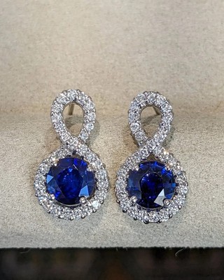 5.00 Ct Round Cut Natural Sapphire Diamond Earring 14K Solid White Gold Stud