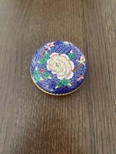 Boîte cloisonnée chinoise décor floral – émail bleu