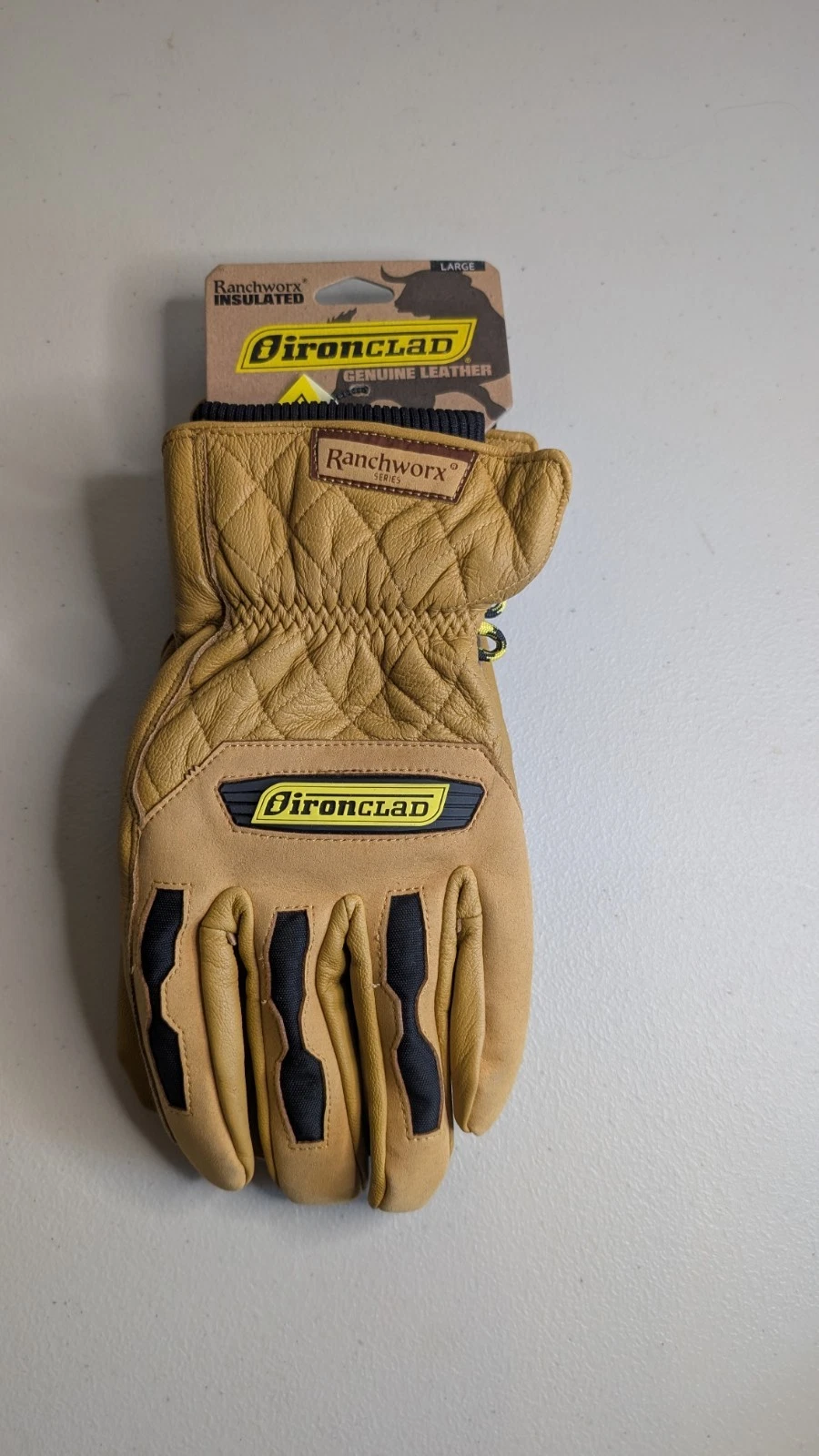 IRONCLAD PERFORMANCE WEAR RWDI-04-L Genuine Leather Gloves Insulated Flex Large