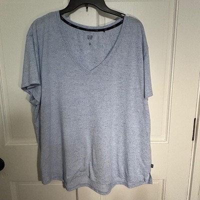 Gap Womens XXL V-Neck T-Shirt Bundle Blue Yellow Marled Short Sleeve Top 2 Pack