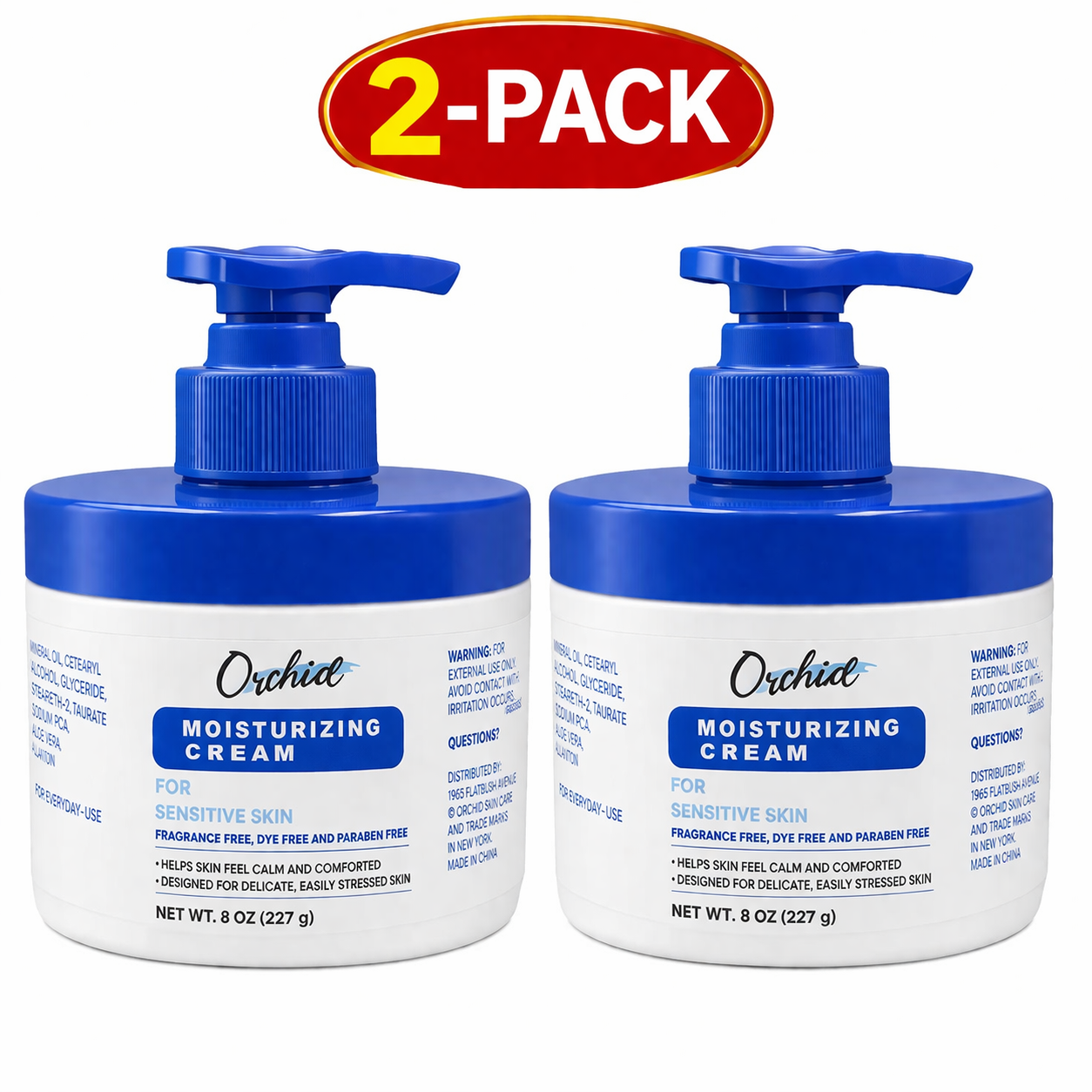 (2)Orchid Moisturizing Cream For Sensitive Skin-Fragrance,Dye & Paraben Free 8oz